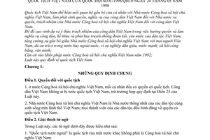 Luật Quốc tịch Việt Nam 1998 07/1998/QH10