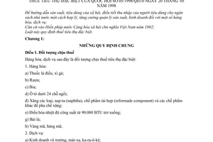 Luật Thuế tiêu thụ đặc biệt 1998 05/1998/QH10