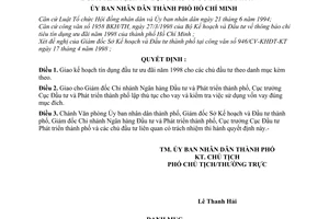 Quyết định 2670/1998/QĐ-UBND giao kế hoạch tín dụng đầu tư ưu đãi năm 1998