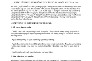 Thông tư 09/1998/TT-BLĐTBXH về hướng dẫn chế độ trợ cấp khó khăn đột xuất