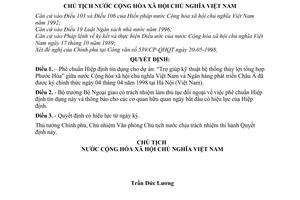 Quyết định 83-QĐ/CTN phê chuẩn Hiệp định tín dụng