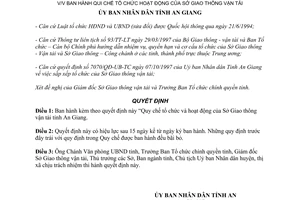 Quyết định 1026/QĐ.UB.TC năm 1998 Sở Giao thông vận tải An Giang