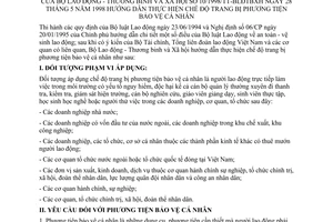 Thông tư 10/1998/TT-BLĐTBXH chế độ trang bị phương tiện bảo vệ cá nhân