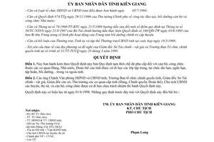 Quyết định 1981/1998/QĐ-UB phụ cấp cán bộ công chức được cử đi học Kiên Giang