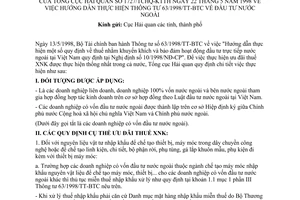 Công văn 1727/TCHQ-KTTT hướng dẫn thực hiện TT 63/1998/TT-BTC Đầu tư nước ngoài.