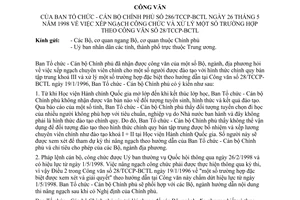 Công văn 286/TCCP-BCTL xếp ngạch công chức và xử lý trường hợp theo công văn 28/TCCP-BCTL