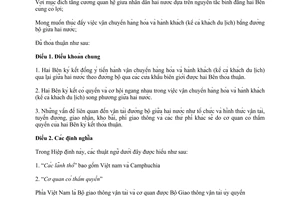 Hiệp định vận tải đường bộ giữa Việt Nam - Campuchia