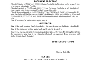 Quyết định 459/1998/QĐ-BTP Quy chế cộng tác viên của tổ chức trợ giúp pháp lý