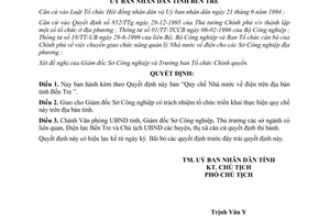 Quyết định 862/QĐ-UB năm 1998 Quy chế quản lý Nhà nước về điện