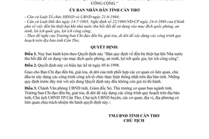 Quyết định 1280/1998/QĐ.UBT đền bù thiệt hại khi Nhà nước thu hồi đất