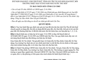 Quyết định 1279/1998/QĐ-UBT giá đất tính thuế thu tiền sử dụng đất Cần Thơ