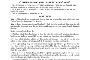 Quyết định 81/1998/QĐ-BNN-TCCB thành lập Trung tâm sản xuất dịch vụ khoa học