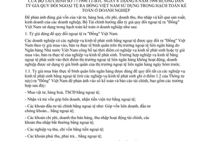Thông tư 77/1998/TT/BTC tỷ giá quy đổi ngoại tệ ra đồng Việt Nam sử dụng hạch toán kế toán doanh nghiệp