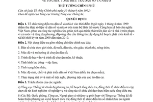 Quyết định106/1998/QĐ-TTg  tổ chức tổng điều tra dân số và nhà ở