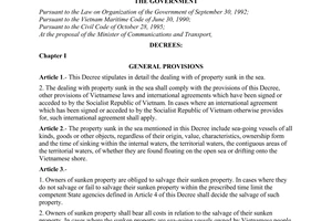 Decree No. 39/1998/ND-CP of June 10, 1998, on dealing with property sunk in the sea