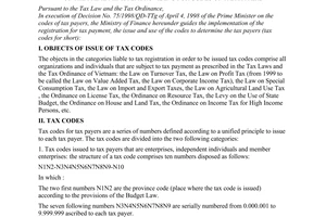 Circular No. 79/1998/TT-BTC of June 12, 1998, guiding the implementation of Decision No.75/1998/QD-TTg of April 4, 1998 of The Prime Minister providing for codes of tax payers