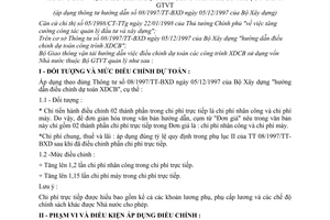 Thông tư 167/1998/TT-BGTVT hướng dẫn điều chỉnh dự toán công trình XDCB ngành GTVT