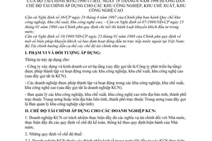 Thông tư 82/1998/TT-BTC chế độ tài chính áp dụng khu công nghiệp chế xuất công nghệ cao