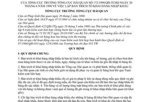 Quy định 172/1998/QĐ-TCHQ lập bản trích tờ khai hàng hoá nhập khẩu