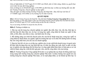 Quyết định 41/1998/QĐ-BCN đổi tên Trường Trung học Kỹ thuật Mỏ Địa chất thành Trường Trung học Công nghiệp III