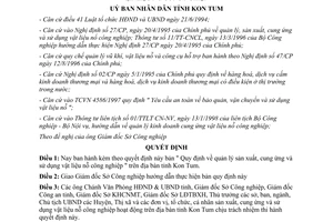 Quyết định 635/1998/QĐ-UB quản lý sản xuất cung ứng vật liệu nổ công nghiệp Kon Tum