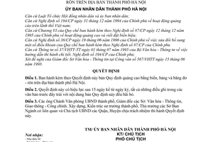 Quyết định 18/1998/QĐ-UB Quy định quảng cao bằng biển, bảng băng đơ - rôn trên địa bàn Hà Nội