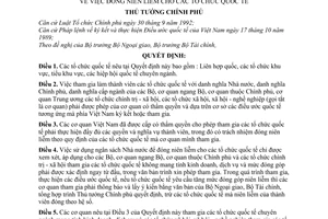 Quyết định 110/1998/QĐ-TTg  đóng niên liễm cho các tổ chức Quốc tế