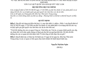 Quyết định 811-QĐ/TC/HCSN bổ sung đối tượng hưởng kinh phí 5% thu hồi nợ quá hạn khó đòi vốn vay quỹ quốc gia giải quyết việc làm