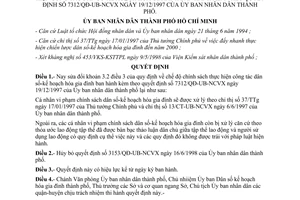 Quyết định 3327/1998/QĐ-UB-NCVX sửa đổi khoản 3.2 điều 3