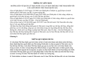 Thông tư liên tịch 01/1998/TTLT-TCCP-TDTT hướng dẫn quản lý Nhà nước Liên đoàn Thể thao Quốc gia