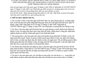 Thông tư liên tịch 91/1998/TTLT-BTC-BQP hướng dẫn lập, chấp hành quyết toán ngân sách Nhà nước lĩnh vực Quốc phòng