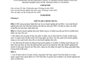 Nghị định 44/1998/NĐ-CP chuyển doanh nghiệp Nhà nước thành Công ty cổ phần