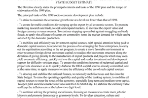 Dirrective No. 25/1998/CT-TTg of June 30, 1998, on the elaboration of the 1999 socio-economic development plan and state budget estimate