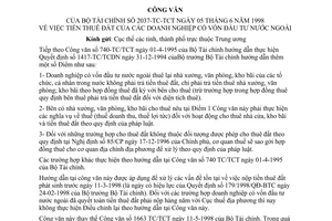 Công văn 2037-TC/TCT tiền thuê đất doanh nghiệp có vốn nước ngoài