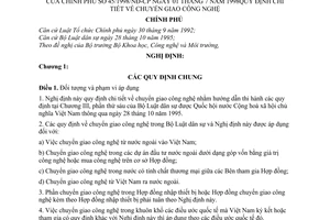 Nghị định 45/1998/NĐ-CP hướng dẫn chuyển giao công nghệ