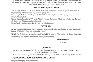 Quyết định 818/1998/QĐ-BTC  quy định về phân cấp tổ chức và quản lý công tác đào tạo, bồi dưỡng công chức ngành tài chính