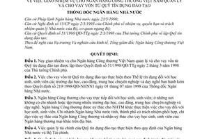 Quyết định 218/1998/QĐ-NHNN1 giao nhiệm vụ cho Ngân hàng Công thương Việt Nam quản lý và cho vay vốn từ Quỹ tín dụng đào tạo