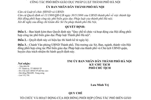 Quyết định 22/1998/QĐ-UB Quy chế tổ chức hoạt động của Hội đồng phối hợp công tác phổ biến giáo dục Pháp luật Thành phố Hà Nội