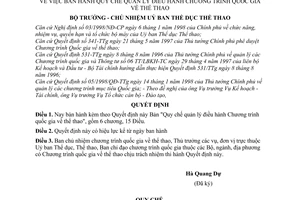 Quyết định 536/1998/QĐ-UBTDTT Quy chế Quản lý điều hành Chương trình Quốc gia về thể thao