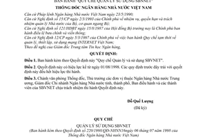 Quyết định 220/1998/QĐ-NHNN16 "Quy chế quản lý và sử dụng SBVNET"
