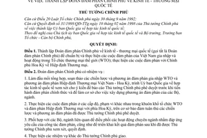 Quyết định 116/1998/QĐ-TTg thành lập Đoàn đàm phán Chính phủ về kinh tế - thương mại quốc tế