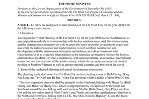 Decision No. 123/1998/QD-TTg of July 10, 1998 ratifying the readjusted overall planning of Ho Chi Minh City till the year 2020
