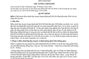 Quyết định 123/1998/QĐ-TTg  phê duyệt điều chỉnh Quy hoạch chung thành phố Hồ Chí Minh đến 2020