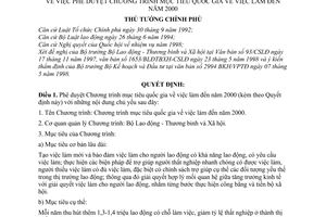 Quyết định 126/1998/QĐ-TTg phê duyệt Chương trình mục tiêu quốc gia về việc làm đến năm 2000