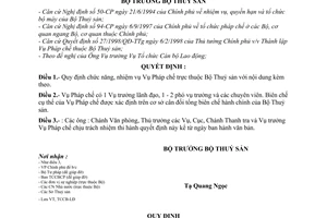 Quyết định 349/1998/QĐ-BTS chức năng nhiệm vụ quyền hạn Vụ Pháp chế