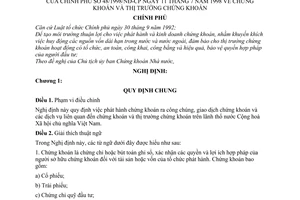 Nghị định 48/1998/NĐ-CP chứng khoán và thị trường chứng khoán
