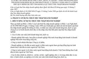 Thông tư 99/1998/TT-BTC hướng dẫn Luật thuế thu nhập doanh nghiệp hướng dẫn Nghị định 30/1998/NĐ-CP