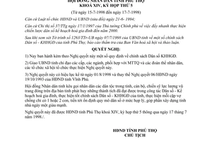 Nghị quyết 18/1998/NQ-HĐND chính sách dân số kế hoạch hóa gia đình Phú Thọ