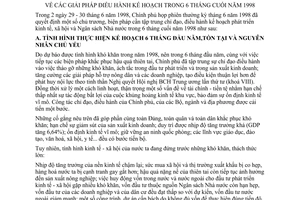 Nghị quyết 08/1998/NQ-CP giải pháp điều hành kế hoạch trong 6 tháng cuối năm 1998
