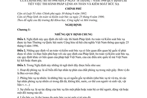 Nghị định 50/1998/NĐ-CP thi hành Pháp lệnh An toàn và Kiểm soát bức xạ